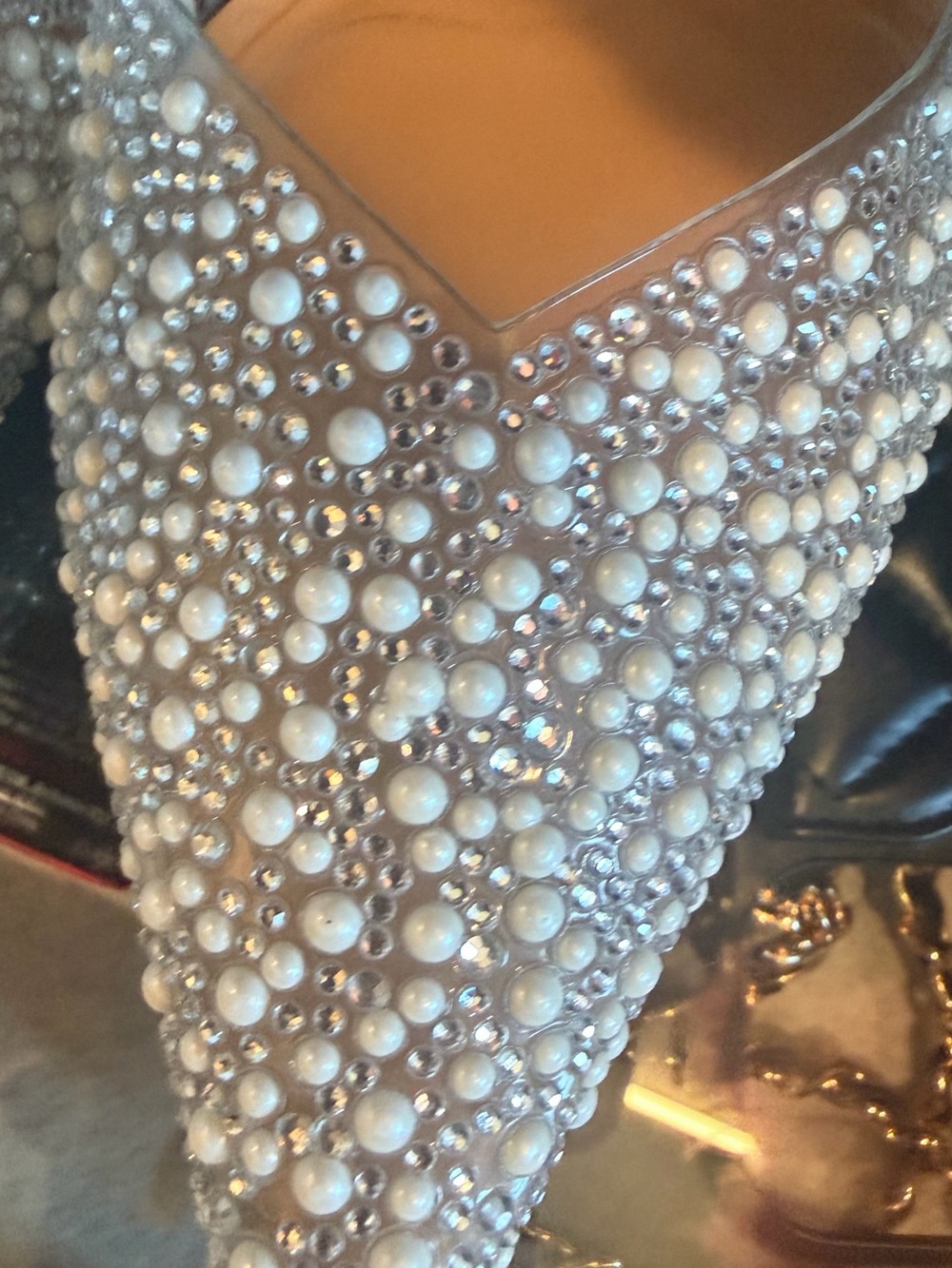 Zara Pearl-Embellished Pointed Slingback in Ivory - Picture 3 of 7